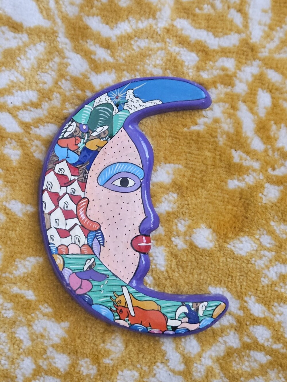 Vintage Mexico Folk Art Eclipse Star Moon Decor